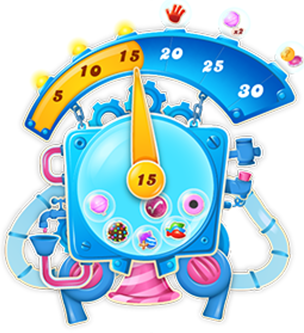 Mesin Kado Harian, dengan pipa dan roda gigi serta penyimpanan Booster. Ada jarum jam yang menunjuk ke jumlah hari dari streak Anda