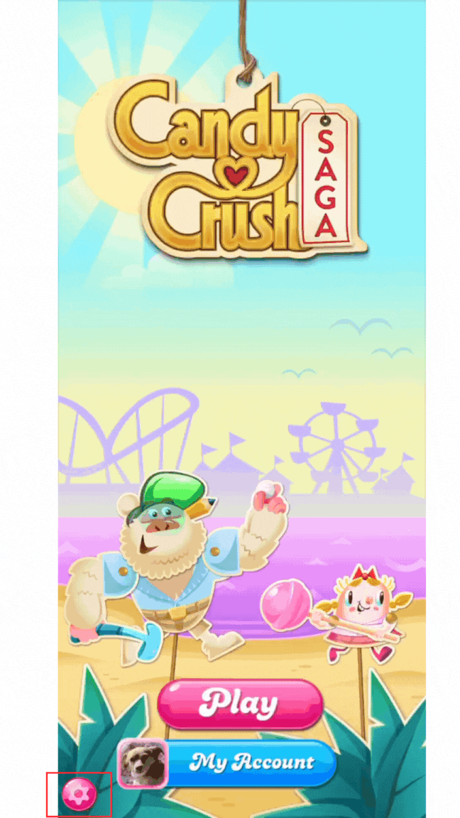 Menu pengaturan di Candy Crush Saga